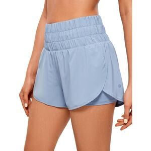 YOGA High Waisted Running Shorts for Women Athletic Blue M A000852